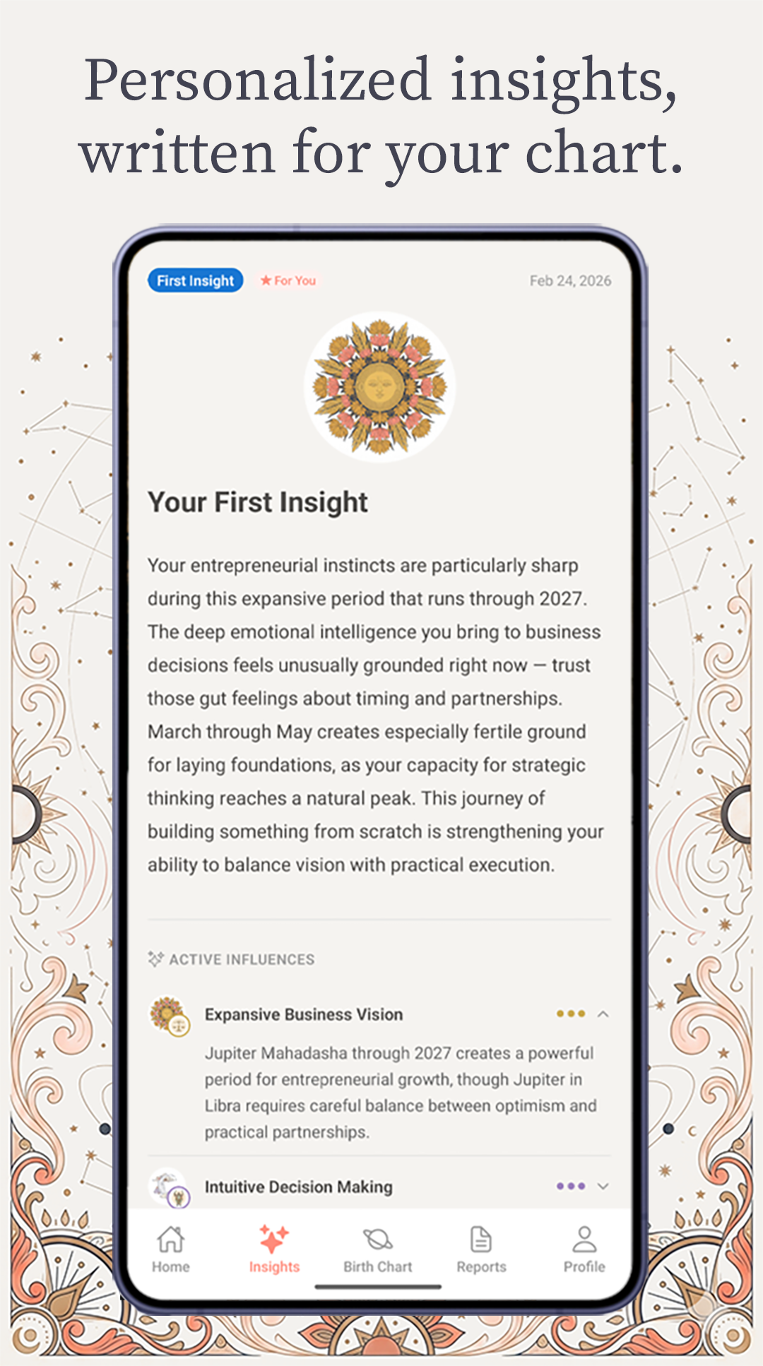 Personalized insights, written for your chart